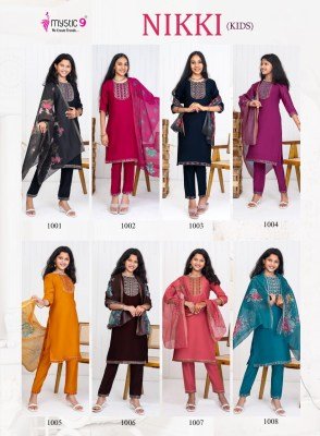 Mystic 9 Nikki Kids Vol 1 Premium Dyed Vertican Straight Cut Set with Embroidered Top And Digital Chanderi Dupatta Wholesale kurtis catalogs