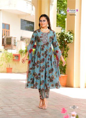 Mystic 9 Nitya Vol 1 Premium Vertical Foil Print Kurti Set with Embroidered Top Pocket Pants And Chanderi Cotton Dupatta Wholesale kurtis catalogs