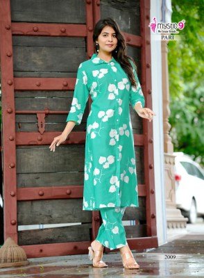 Mystic 9 Pari Vol 2 Premium Vertican Print Co rd Set Collared Top And Pant With Pocket Wholesale co ord set catalogs