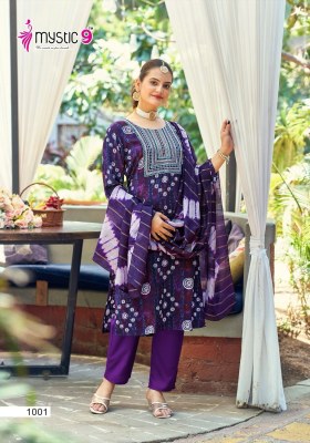 Mystic 9 by Khanak vol 1 straight cut embroidered reyon printed readymade suit catalogue   readymade suit catalogs