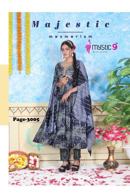 Mystic 9 by Pooja vol 3 heavy foil printed embroidered readymade suit catalogue at affordable rate readymade suit catalogs