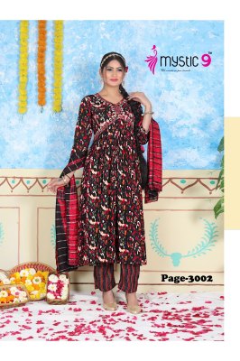 Mystic 9 by Pooja vol 3 heavy foil printed embroidered readymade suit catalogue at affordable rate readymade suit catalogs