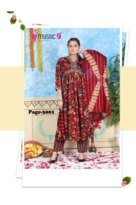 Mystic 9 by Pooja vol 3 heavy foil printed embroidered readymade suit catalogue at affordable rate readymade suit catalogs