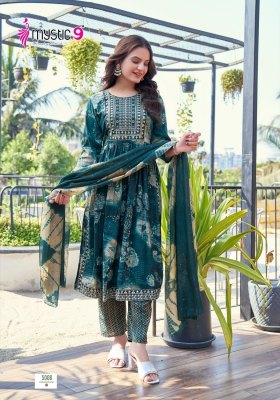 Mystic 9 by Sara vol 5 two ton reyon foil printed anarkali suit catalogue at low rate readymade suit catalogs