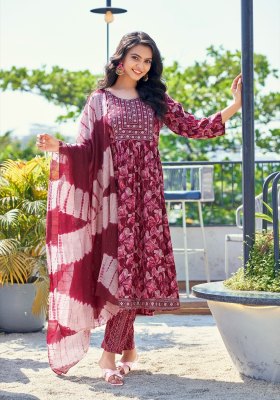 Mystic 9 by Sara vol 5 two ton reyon foil printed anarkali suit catalogue at low rate readymade suit catalogs