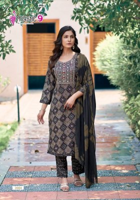 Mystic 9 by Shagun vol 2 reyon capsual foil print kurti pant and dupatta catalogue readymade suit catalogs