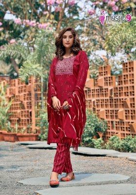 Mystic 9 by Shagun vol 2 reyon capsual foil print kurti pant and dupatta catalogue readymade suit catalogs