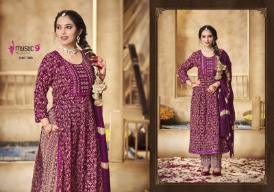 Mystic 9 by Simran vol 1 Heavy reyon foil printed nyra cut readymade suit catalogue at low rate readymade suit catalogs