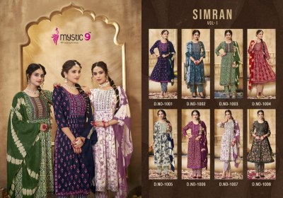 Mystic 9 by Simran vol 1 Heavy reyon foil printed nyra cut readymade suit catalogue at low rate readymade suit catalogs