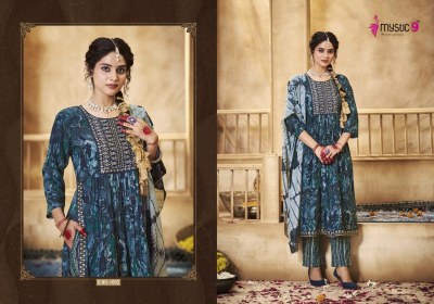 Mystic 9 by Simran vol 1 Heavy reyon foil printed nyra cut readymade suit catalogue at low rate readymade suit catalogs