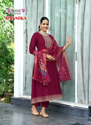 Mystic 9Hansika Vol 2  Exclusive Heavy Gadhval Embroidered Suit Bottom with Digital Chanderi Dupatta Wholesale kurtis catalogs