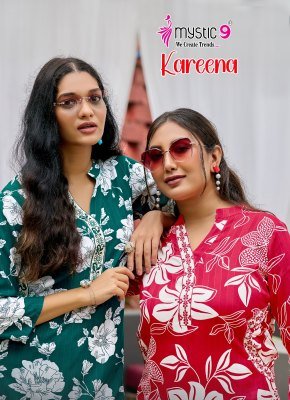 Mystic9 Kareena Vol 1 Rayon Katha Print Coord Set Premium Embroidered Kurti with Plazzo Pants Wholesale wholesale catalogs