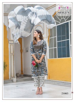 Mystic9 Shagun Vol 21 Kurti Pant Set with Dupatta Heavy Rayon And Nazneen Tie Dye Dupatta Wholesale kurtis catalogs