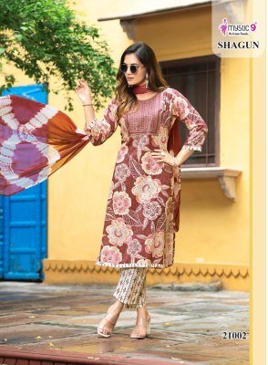 Mystic9 Shagun Vol 21 Kurti Pant Set with Dupatta Heavy Rayon And Nazneen Tie Dye Dupatta Wholesale kurtis catalogs