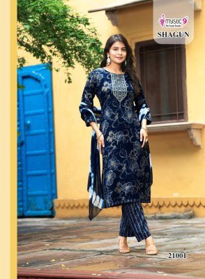 Mystic9 Shagun Vol 21 Kurti Pant Set with Dupatta Heavy Rayon And Nazneen Tie Dye Dupatta Wholesale kurtis catalogs