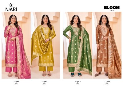 Naari by Bloom 2 pure simmer jacquard unstitched Pakistani suit catalogue at low rate   pakistani suit catalogs