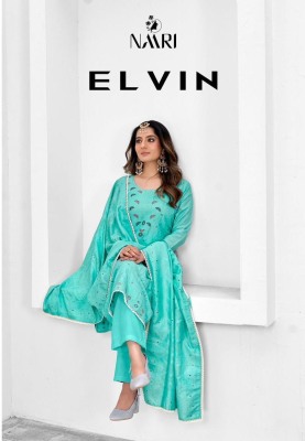 Naari by Elvin pure muslin designer unstitched dress material catalogue at affordable rate Naari