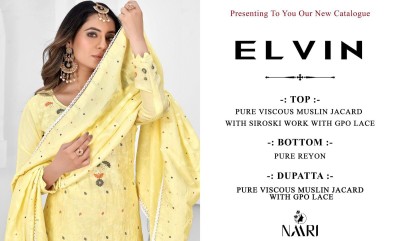 Naari by Elvin pure muslin designer unstitched dress material catalogue at affordable rate salwar kameez catalogs