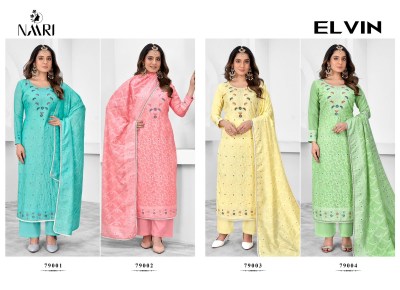 Naari by Elvin pure muslin designer unstitched dress material catalogue at affordable rate salwar kameez catalogs