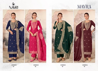 Naari by Mayra Pure dola Jacquard Embroidered unstitched Pakistani Suit Catalogue at affordable rate pakistani suit catalogs