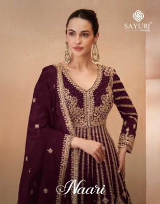 Naari by Sayuri Designer Premium Chinon Silk Embroidered gown with dupatta catalogue at low price wholesale catalogs