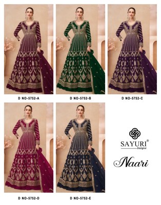Naari by Sayuri Designer Premium Chinon Silk Embroidered gown with dupatta catalogue at low price gown catalogs
