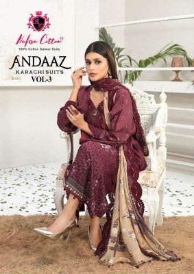 Nafisha Cotton Andaaz Vol 3 Karachi Cotton Pakistani Suits catalogue wholesale rate  Nafisha cotton