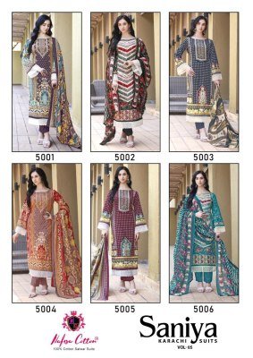Nafisha Cotton Saniya Karachi Vol 05 Soft Cotton Unstitched Suits with Printed Dupatta Wholesale  dress material catalogs
