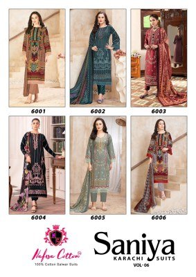 Nafisha Cotton Saniya Karachi Suits Vol 06 Pure Soft Cotton Digital Print Wholesale readymade suit catalogs