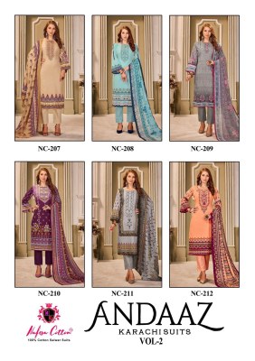 Nafisha cotton by Andaaz karachi suits vol 02 Pure Soft Cotton Digital style Print  cotton dress naterial at wholesale price salwar kameez catalogs