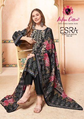 Nafisha cotton by Esra karachi suit vol 4 Pure Soft Cotton Digital style Printed karachi suit catalogue at low rate Nafisha cotton