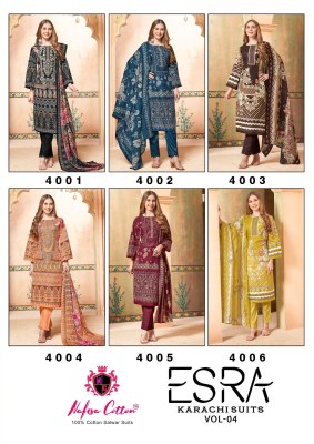 Nafisha cotton by Esra karachi suit vol 4 Pure Soft Cotton Digital style Printed karachi suit catalogue at low rate Karachi suits catalogs