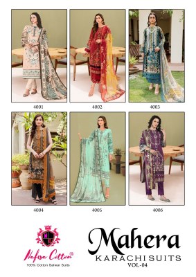 Nafisha cotton by Mahera Karachi suit vol 4 unstitched dress material catalogue salwar kameez catalogs