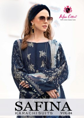 Nafisha cotton present Safina karachi suits vol 4 pure soft cotton digital style unstitched dress material catalogue pakistani suit catalogs