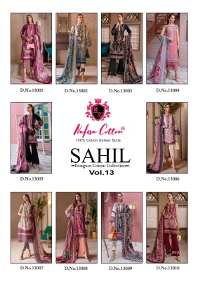 Nafisha cotton present sahil designer cotton collection vol 13 pure cotton unstitched dress material at wholesale price salwar kameez catalogs