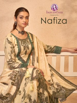 Nafiza by Isavasyam corporation mal cotton print with handwork Anarkali suit catalogue at affordable rate wholesale catalogs