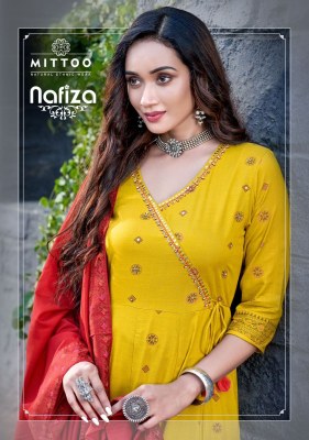 Nafiza by mitto designer anarkali reyon readymade suit catalogue at low rate wholesale catalogs