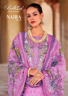 Naira Vol 75 by Belliza Pure Cotton Digital Prints with Exclusive Heavy Self Embroidery dress material catalogue wholesale catalogs