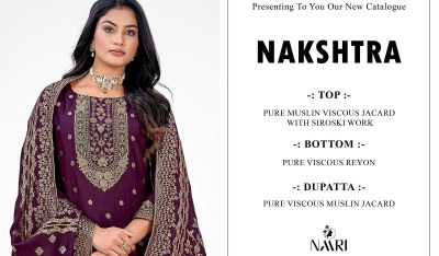 Nakshtra by Naari pure maslin dolla siroski work designer pakisatani suit catalogue at affordable rate pakistani suit catalogs