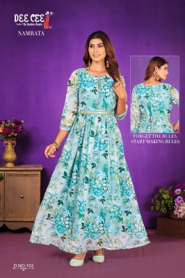 Namrata by Deecee Plated georgette digital printed ghera frock style kurti catalogue at affordable rate kurtis catalogs