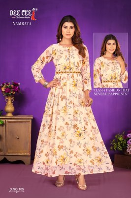 Namrata by Deecee Plated georgette digital printed ghera frock style kurti catalogue at affordable rate kurtis catalogs