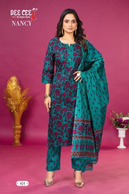 Nancy by Deecee straight cotton kurti pant and dupatta catalogue at low rate Dee cee