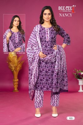 Nancy by Deecee straight cotton kurti pant and dupatta catalogue at low rate readymade suit catalogs