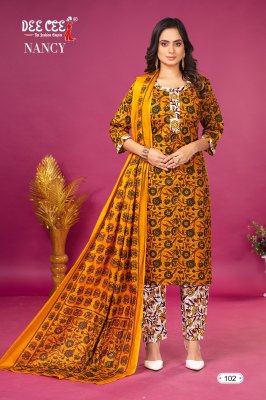 Nancy by Deecee straight cotton kurti pant and dupatta catalogue at low rate readymade suit catalogs