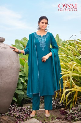 Nargis by Ossm premium heavy thread embroidered kurti pant and dupatta collection readymade suit catalogs