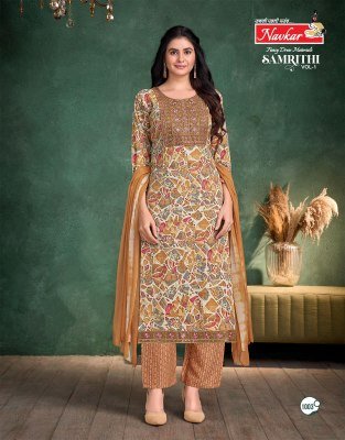 Navkar Samrithi Vol 1 Designer Embroidery Kurta with Pocket, Capsule Print Bottom And Chiffon Dupatta Wholesale kurtis catalogs
