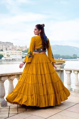 Navratri Collection 1662 Rajudi Lehenga Choli Pure Rayon with Original Mirror Gamthi Work And Cowrie Lace Stitched Rayon Lehenga Choli Wholesale lehenga choli