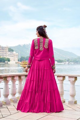 Navratri Collection 1662 Rajudi Lehenga Choli Pure Rayon with Original Mirror Gamthi Work And Cowrie Lace Stitched Rayon Lehenga Choli Wholesale lehenga choli