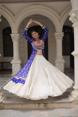 Navratri Collection 5043 Traditional Bandhani Print Kurti with Kutchi Patchwork And Frilled Kora Cotton Lehenga Wholesale 