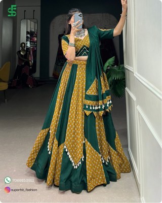 Navratri Collection Cotton Fabric Plain printed Gota Patti cowrie Kodi lace Chaniya Choli  Wholesale Single